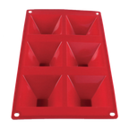 Thumbnail image #1 for Thunder Group PLBM009S 6-Cavity Pyramid Baking Mold, 3 oz, High-Heat Silicone, Red Case of 48