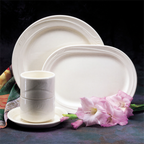 Thumbnail image #2 for 1880 Hospitality Espree by Oneida® F1040000361 Cream White China Platter, Oval, Deep, Embossed Rim, 11-3/4" x 8-1/2" 1 Dozen