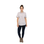 Thumbnail image #1 for Chef Works Havana SHC01W-TAU-M Women's Cook Shirt, Short Sleeve, Snap Front, Poly/Cotton, Taupe, Medium