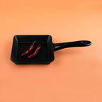 Thumbnail image #2 for G.E.T. Illogical - EGS MFP55-B Square Melamine Fry Pan Server, 5-3/8 x 1 in, 5 in Handle, Faux Cast Iron, Black Case of 6