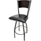 Thumbnail image #1 for Oak Street SL2150CCS-1S-CUSTOM Swivel Bar Stool with Birch Wood Cut-Out Back and Steel Frame