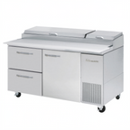 Thumbnail image #1 for Blue Air FSE LLC BAPP67-D2L-HC 67" Two-Section Pizza Prep Table, 1 Door, 2 Drawers, Side-Mounted Self-Contained Refrigeration
