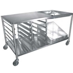 Thumbnail image #1 for GSW USA DN-TBL Donut Table, 34"W x 66"L x 36"H, 16-Gauge 304 Stainless Steel, Glazing Dipper, Sugar Pan & Galvanized Steel Bottom Basket