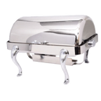 Thumbnail image #1 for Eastern Tabletop Queene-Anne 3114QA-SS 8 qt Rectangular Stainless Steel Chafer with Roll-Top Cover