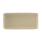 Thumbnail image #1 for Tuxton China Zion VYZ-140Y Rectangular Porcelain Tray, 14" x 6-5/8" x 1-1/8"H, Embossed, Matte Beige 1 Dozen