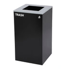 Thumbnail image #1 for Alpine Industries ALP4450-KIT-BLK-S-TR 29-Gallon Square Recycling Bin with Opening Lid, Black