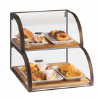 Thumbnail image #1 for Cal-Mil Sierra 3931-S-84 2-Tier Self-Service Pastry Display Case, Slanted Acrylic Windows, Rustic Pine Inserts, 19"W x 22"D x 18-1/2"H