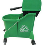 Thumbnail image #1 for ABCO Products T01012MWH Mop Bucket, 35 qt., Dual Cavity, Down-Press Wringer, Green