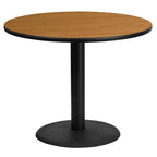 Thumbnail image #1 for Flash Furniture XU-RD-36-NATTB-TR24-GG Round Laminate Dining Table, 36" Diameter, 24" Pedestal Base, Black PVC Edge
