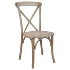 Thumbnail image #1 for Flash Furniture X-BACK-DRIFT Stackable Bent X-Back Side Chair, Veneer Seat, Elmwood Driftwood, 400 lb Capacity