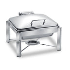 Thumbnail image #1 for Eastern Tabletop Pillard 3944/S 6 qt Square Stainless Steel Induction Chafing Dish with Hinged Cover