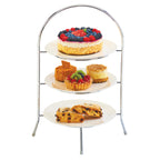 Thumbnail image #1 for Cal-Mil Iron Collection 977-10-49 3-Tier Arched Frame Display Server, Chrome, 20"H, 8-1/2" Ring