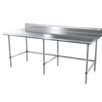 Thumbnail image #1 for NBR Equipment TS6-8430R5-X Stainless Steel Work Table, 84"W x 30"D x 40-1/4"H, 16-Gauge 304 Top, 5" Backsplash