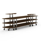 Thumbnail image #1 for Steelite International Mogogo, Modular MGCMLB02WSXW 3-Tier Curved Double-Sided Buffet Station with 4 Triangular Shelves, 130 x 29-1/2 x 47-1/2"