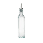 Thumbnail image #1 for TableCraft Products Prima 916 16 oz Square Green-Tinted Glass Bottle with Stainless Steel Pourer Case of 12