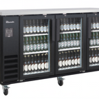 Thumbnail image #1 for Blue Air FSE LLC BLNBB-72BG-HC Back Bar Cooler, 3-Door Glass, Narrow Depth, Stainless Steel Top, Black Exterior