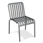 Thumbnail image #1 for JustChair Manufacturing A33018 Outdoor Stackable Aluminum Side Chair with Full-Slat Back and Seat, Silver Grey