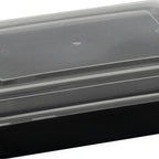 Thumbnail image #1 for International Tableware iti to-go® TG-PP-24 Rectangular Plastic Take-Out Container with Clear Lid, Black, 24 oz