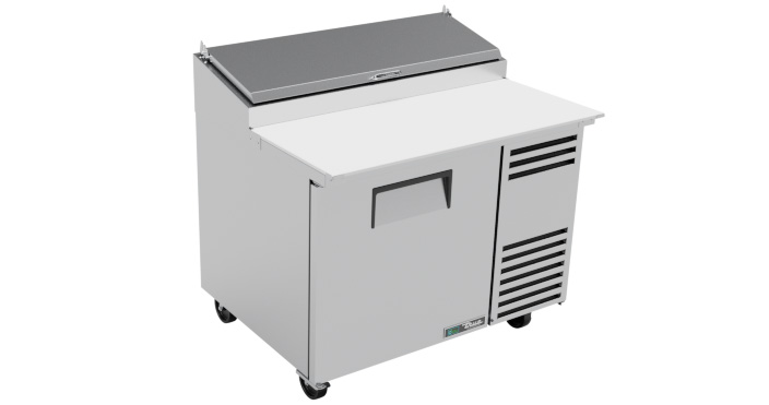 Product image #7 for True TPP-AT-44-HC 44-3/4-Inch Pizza Prep Table with 1 Door, 6-Pan Top, and 19-1/2-Inch Cutting Board