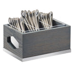 Thumbnail image #1 for Cal-Mil Ashwood 3811-83 3-Compartment Oak Wood Flatware Display with Removable Plastic Liner, Gray Wash