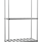 Thumbnail image #1 for Steel Works Stainless SWKR-42 Aluminum Keg Rack, 42"W x 20"D x 76"H, 3 shelves, accommodates 4 kegs, load rating of 60 lb per sq. ft., top shelf has