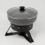 Thumbnail image #1 for Eastern Tabletop EB15832 Small Round Waterless Chafing Dish Kit with Glass Lid, 4.7-Qt Aluminum Dish