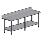 Thumbnail image #1 for Pacific Stainless Products Spec Line WKS12030A6S Stainless Steel Work Table, 120"W x 30"D, 304 Top, Open Undershelf, 6" Backsplash