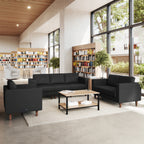 Thumbnail image #2 for Flash Furniture Hercules - Artemis ZB-8921-SET-BLK-GG 3-Piece Reception Set, Black LeatherSoft Upholstery, AC/USB/USB-C Ports