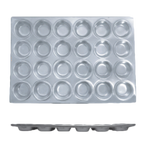 Thumbnail image #1 for Thunder Group ALKMP024 24-Cup Aluminum Muffin Pan, 3-1/2 oz Cups, 20-1/2" x 14-1/4", Uncoated Case of 12