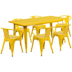 Thumbnail image #1 for Flash Furniture ET-CT005-6-70-YL-GG Table and Chair Set with 63-Inch Rectangular Table and 6 Yellow Chairs with Integrated Arms
