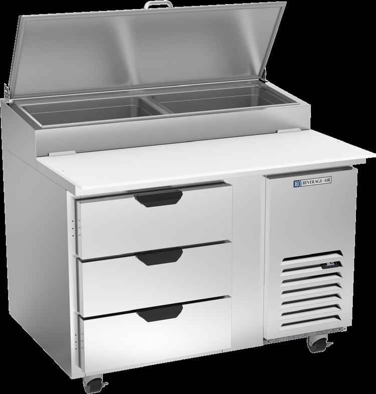 Product image #5 for Beverage-Air DPD46HC-3 46-Inch Deli/Pizza Prep Table with 3 Drawers