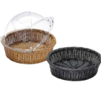 Thumbnail image #1 for G.E.T. Clipper Mill CO-2098-CL Clear Polycarbonate Roll-Top Dome Basket Cover, 16-1/4" Diameter x 8"H Case of 2