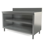 Thumbnail image #1 for Tarrison Products Ltd. Servery TC-CO3060B-KIT Stainless Steel Open-Front Work Table with Adjustable Shelf, 60"W x 30"D, 6" Backsplash