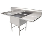 Thumbnail image #1 for ATSMFG MET MET-SEH-24241D ATS MFG 1-Compartment Stainless Steel Sink, 72"W x 30"D x 45"H, 24" x 24" x 14" Bowl, Left/Right Drainboards