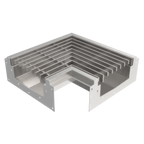 Thumbnail image #1 for GSW USA FST-C Floor Trough Drain, 20"W x 20"D x 5-3/4"H, Open Connective Corner, Stainless Steel Grate and Construction