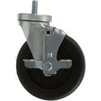Thumbnail image #1 for AllPoints Foodservice Parts & Supplies Mavrik 1481062 5 in Black Polyolefin Swivel Stem Caster with Brake, 1/2-13 x 1 in