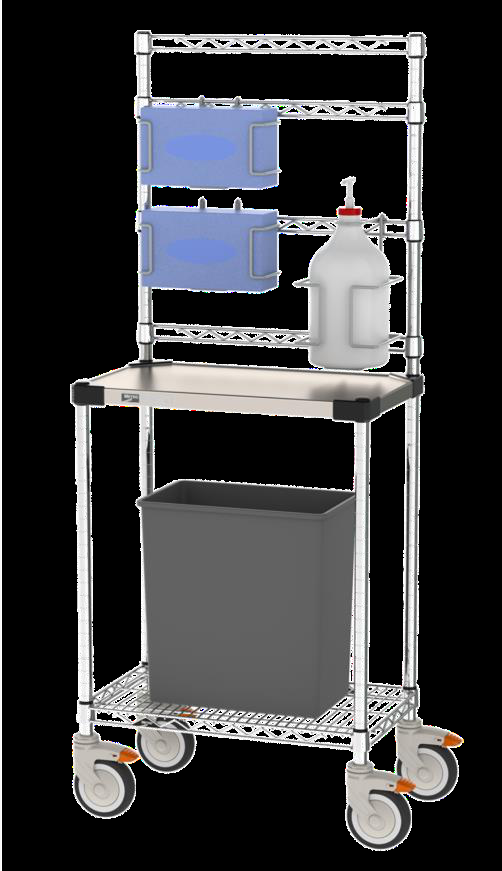 Product image #2 for Metro Chain Reaction Mobile Sanitizer and PPE Station with Shelf, Holders, and Locking Casters