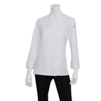 Thumbnail image #1 for Chef Works Lansing BCWMC007-WHT-M Women's White Cotton/Poly Twill Chef Coat, Medium, Long Sleeve