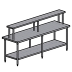 Thumbnail image #1 for Pacific Stainless Products WT10230S12IS Stainless Steel Work Table with 12" Overshelf, 102"W x 30"D