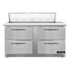 Thumbnail image #1 for Continental Refrigerator Designer Line D60N12C-FB-D 60-Inch Sandwich Prep Table, Front-Breathing, 2-Section, 4 Drawers, 12-Pan Capacity