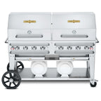 Thumbnail image #1 for Crown Verity Mobile Cooking CV-CCB-60RDP Mobile LP Gas Charbroiler Grill, 8 Burners, Stainless Steel, 69"