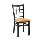 Thumbnail image #1 for G & A Commercial Seating Windsor 550-B SS Grid-Back Metal Side Chair with Solid Wood Saddle Seat, Black Steel Frame