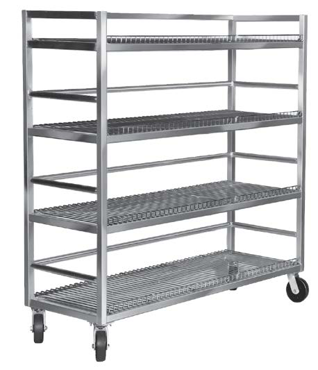 Product image #8 for Channel Manufacturing Aluminum Glass/Oval Tray Mobile Shelf Truck / Flight Cart, 75 x 25 x 72 Inches, 4 Shelves