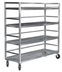 Thumbnail image #8 for Channel Manufacturing Aluminum Glass/Oval Tray Mobile Shelf Truck / Flight Cart, 75 x 25 x 72 Inches, 4 Shelves