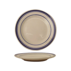 Thumbnail image #1 for International Tableware Catania CT-9 Ceramic Plate, 9-3/4" Round, Rolled Edge, American White with Blue Band Case of 2 Dozen