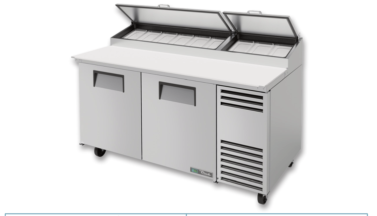 Product image #5 for True 67-Inch 2-Section Pizza Prep Table with 19-1/2-Inch White Polyethylene Cutting Board
