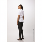 Thumbnail image #2 for Chef Works Seersucker SHC08W-WHT-3XL Women's Chef Shirt, Short-Sleeve Snap-Front, White Poly/Cotton, 3XL
