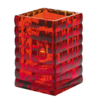 Thumbnail image #1 for Hollowick/Steelite Optic Block 1533R Square Glass Liquid Wax Candle Lamp, Ruby, 2-5/8"W x 3-3/4"H