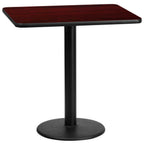 Thumbnail image #1 for Flash Furniture XU-MAHTB-2430-TR18-GG Rectangular Pedestal Table, 30"W x 24"D, Dining Height, Mahogany Laminate, Black PVC Edge