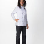 Thumbnail image #1 for Chef Works CBN01W-WHT-S Women's Double-Breasted Long-Sleeve Chef Coat, White, Small, 3-Divide Thermometer Pocket